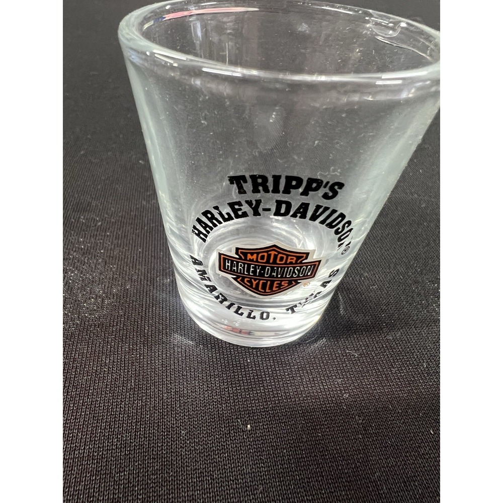 Harley Davidson Short Shot Glass Trips Amarillo Tx